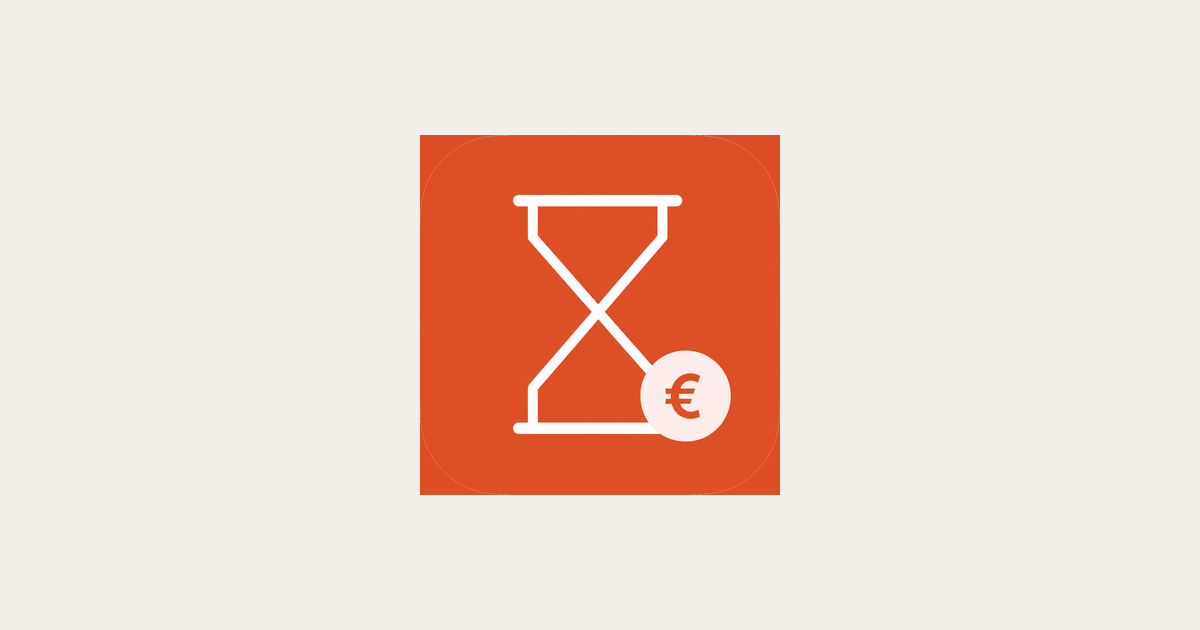 Smart Estimate — icône sablier et euro, estimation de temps et prix pour freelance sur Mac
